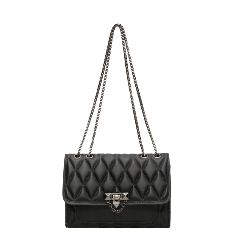 Crossbody torbica s dijamantnim lancem, mala kvadratna forma, PU denim, gradski stil, proljeće 2024, zatvaranje lokotom, podstava od sintetičke kože, unutarnja džep