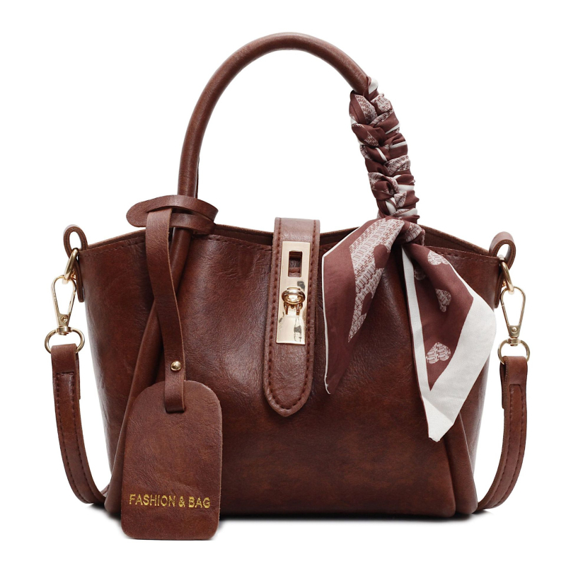 Ženska bucket torba s crossbody naramenicom, PU materijal, horizontalni kvadratni oblik, zatvaranje na zip, poliester podstava