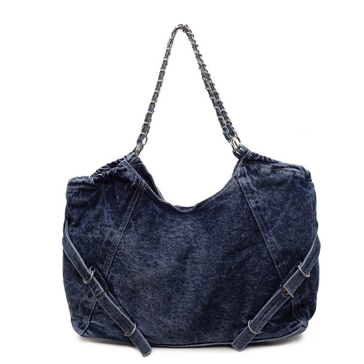 Ženska denim velika kapaciteta tote torba za ležerna putovanja, vodoravni kvadratni oblik, magnetska kopča, jesen 2025