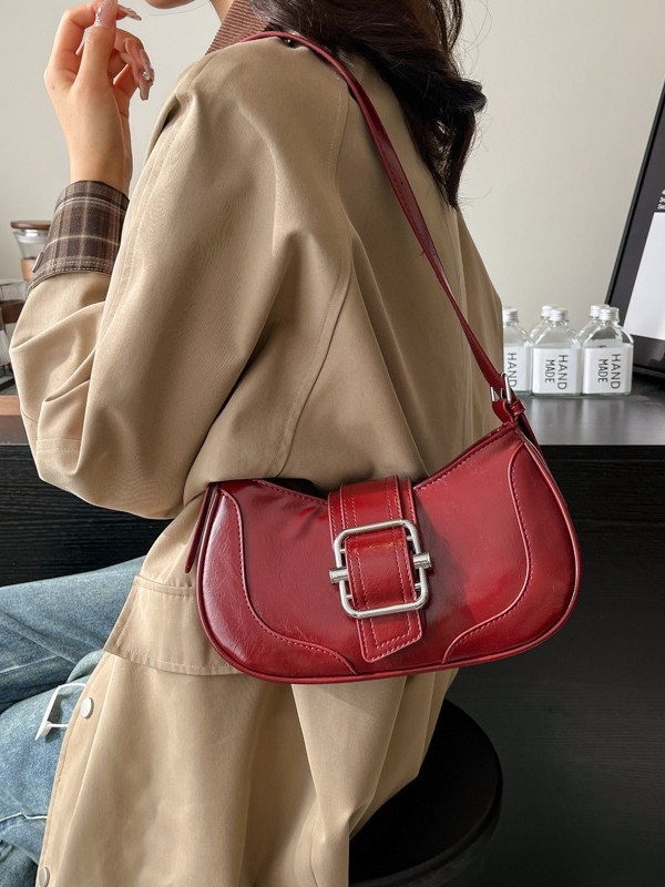 PU kožna crossbody torba, uličnog trenda stil, oblik dumpling, zatvaranje na zip, unutarnji džepovi za telefon i ID, zima 2024