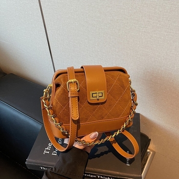Suede gradska crossbody torba za ramena, horizontalnog kvadratnog oblika, zaključavanje, unutarnja džep s zatvaračem, dvostruki naramenice
