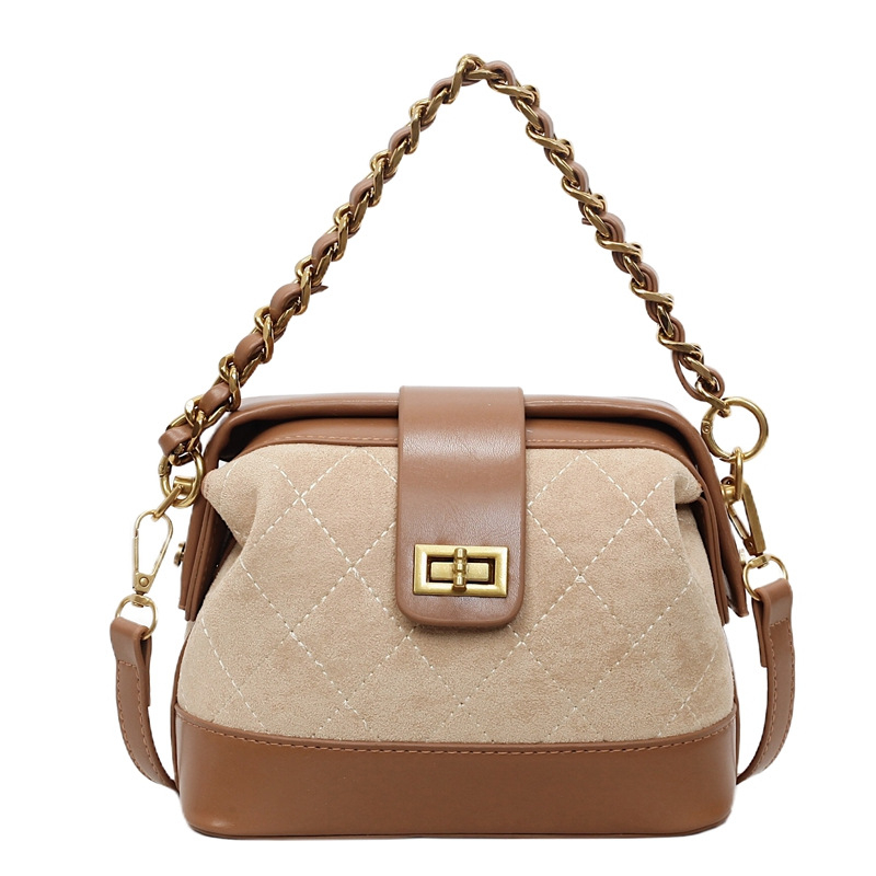 Suede gradska crossbody torba za ramena, horizontalnog kvadratnog oblika, zaključavanje, unutarnja džep s zatvaračem, dvostruki naramenice