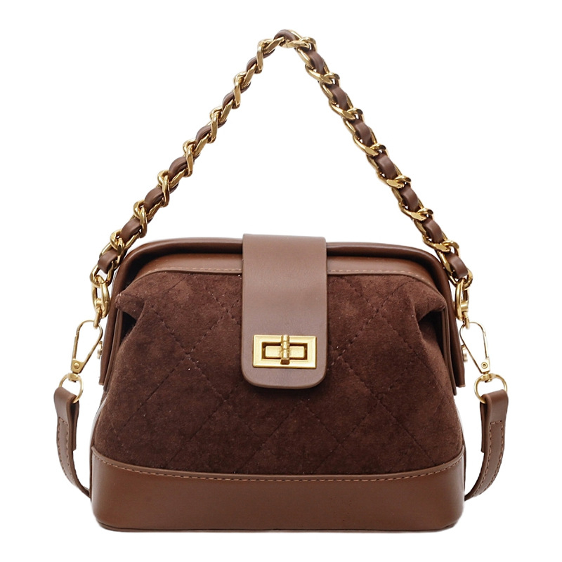 Suede gradska crossbody torba za ramena, horizontalnog kvadratnog oblika, zaključavanje, unutarnja džep s zatvaračem, dvostruki naramenice