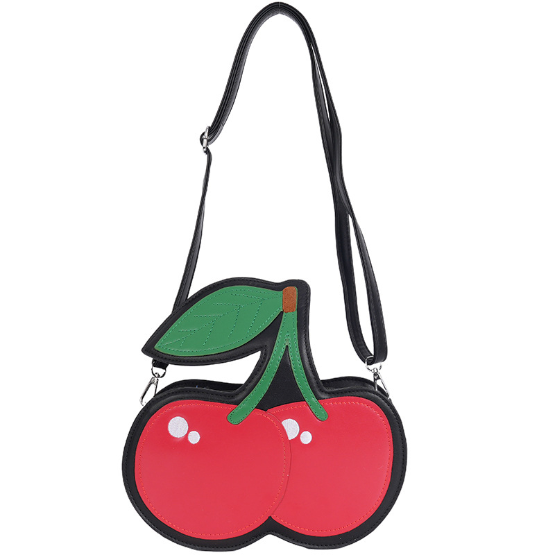 Torba za ramena u obliku trešnje, PU materijal, crossbody stil, zatvaranje zipom, unutarnji džep sa zipom