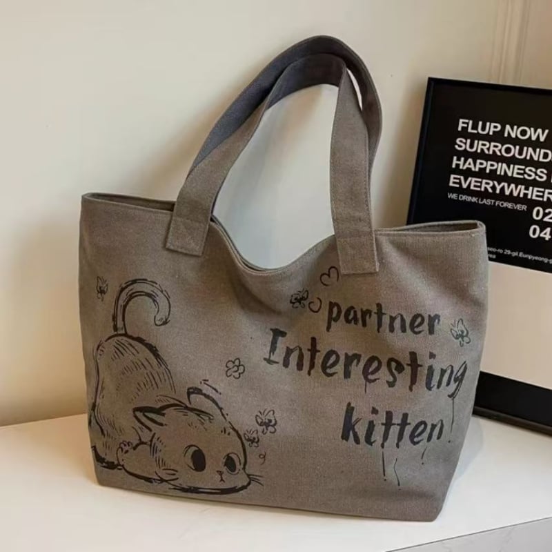 Платнена Tote чанта за жени, ежедневна и практична, голям капацитет, цип за затваряне, хоризонтална квадратна форма, полиестерова облицовка, джоб за мобилен телефон