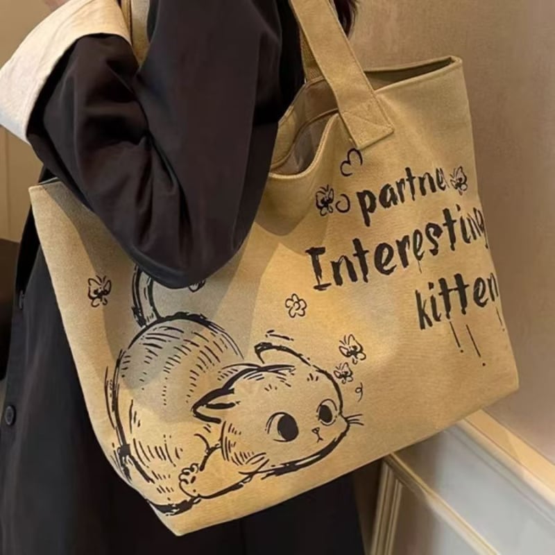 Платнена Tote чанта за жени, ежедневна и практична, голям капацитет, цип за затваряне, хоризонтална квадратна форма, полиестерова облицовка, джоб за мобилен телефон