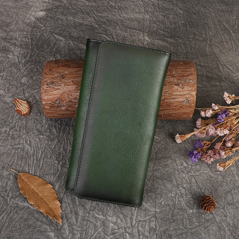 Zhuo Liang valódi bőr női pénztárca — egyoldalas klots, kártyatartó és hely a telefonhoz, első réteg marhabőr, poliészter bélés, rendkívül könnyű