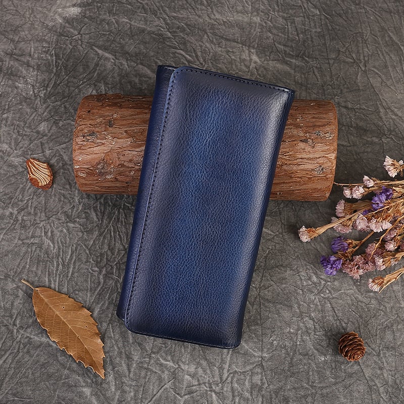 Zhuo Liang valódi bőr női pénztárca — egyoldalas klots, kártyatartó és hely a telefonhoz, első réteg marhabőr, poliészter bélés, rendkívül könnyű