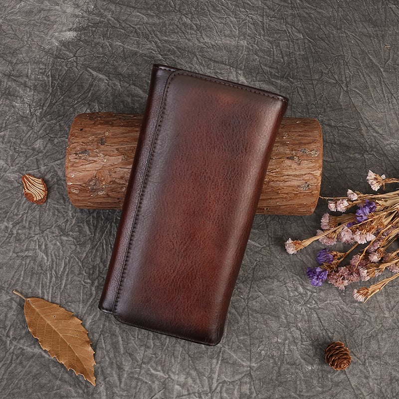 Zhuo Liang valódi bőr női pénztárca — egyoldalas klots, kártyatartó és hely a telefonhoz, első réteg marhabőr, poliészter bélés, rendkívül könnyű