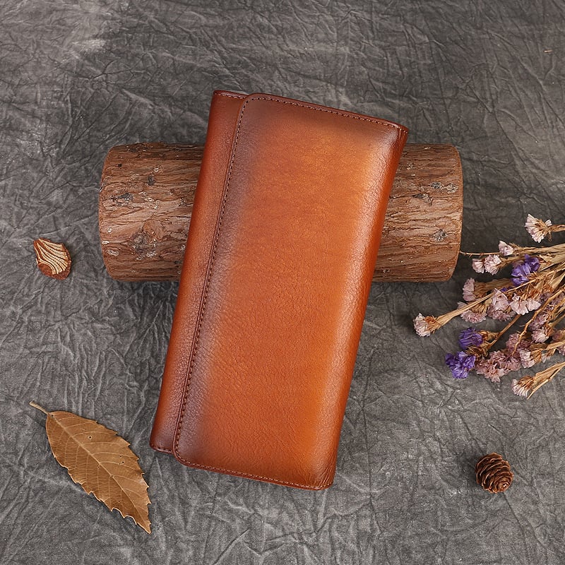 Zhuo Liang valódi bőr női pénztárca — egyoldalas klots, kártyatartó és hely a telefonhoz, első réteg marhabőr, poliészter bélés, rendkívül könnyű