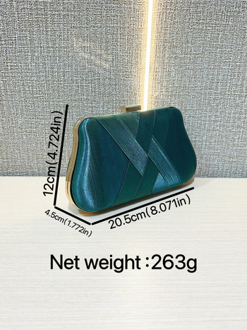 Vakarinė rankinė iš klostuoto satino, audinė kluts banketams — poliesteris, horizontali kvadrato forma, viduje kišenės telefonui ir ID, atidarymas viršuje, 2025 m. pavasaris