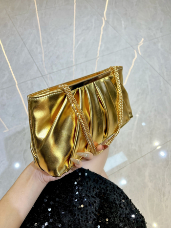 PU večernja clutch torbica s lancem, plisirana, vodoravno četvrtastog oblika, unutarnji džepovi za telefon i dokumente