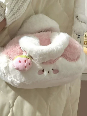 Japanski stil pliš crossbody torba s zipom, podstava od najlona, horizontalni kvadratni oblik, pretinac za telefon, jedna naramenica, za svakodnevnu upotrebu