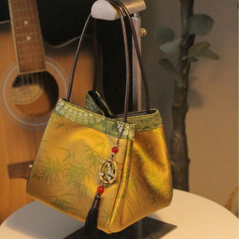 Női kézitáska kínai stílusban, irodalmi-nemzeti bájjal, PU bőr, függőleges négyzet alakú, mágneszár, poliészter bélés