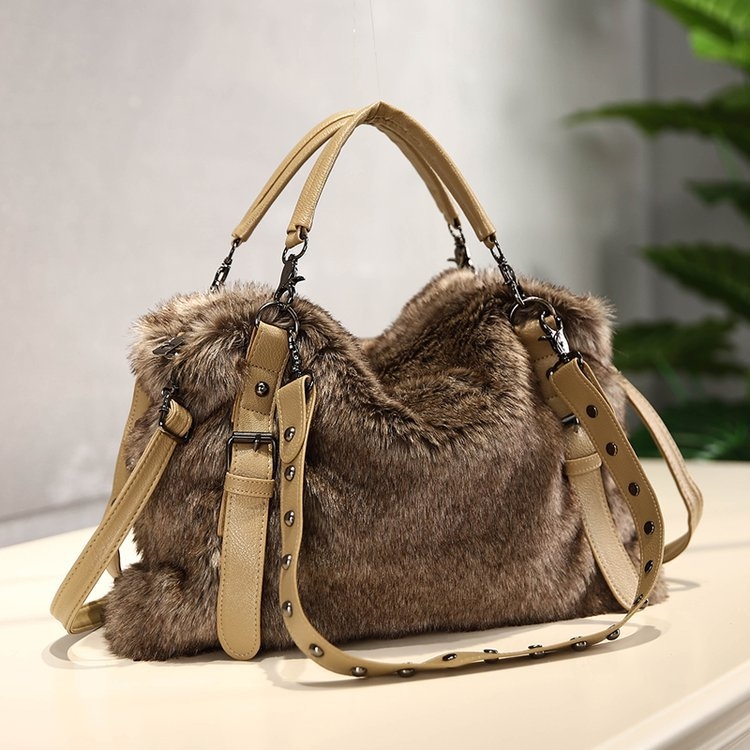 Pliš Crossbody torba za žene — svjež i sladak stil, gradska torba, zatvarač, unutarnja struktura: džep za ID, džep za prijenosno računalo, džep za kameru