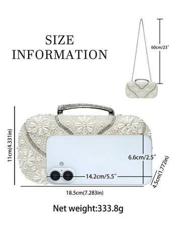 Малка квадратна клъч-чанта с джоб за телефон, твърда конструкция, полиестер