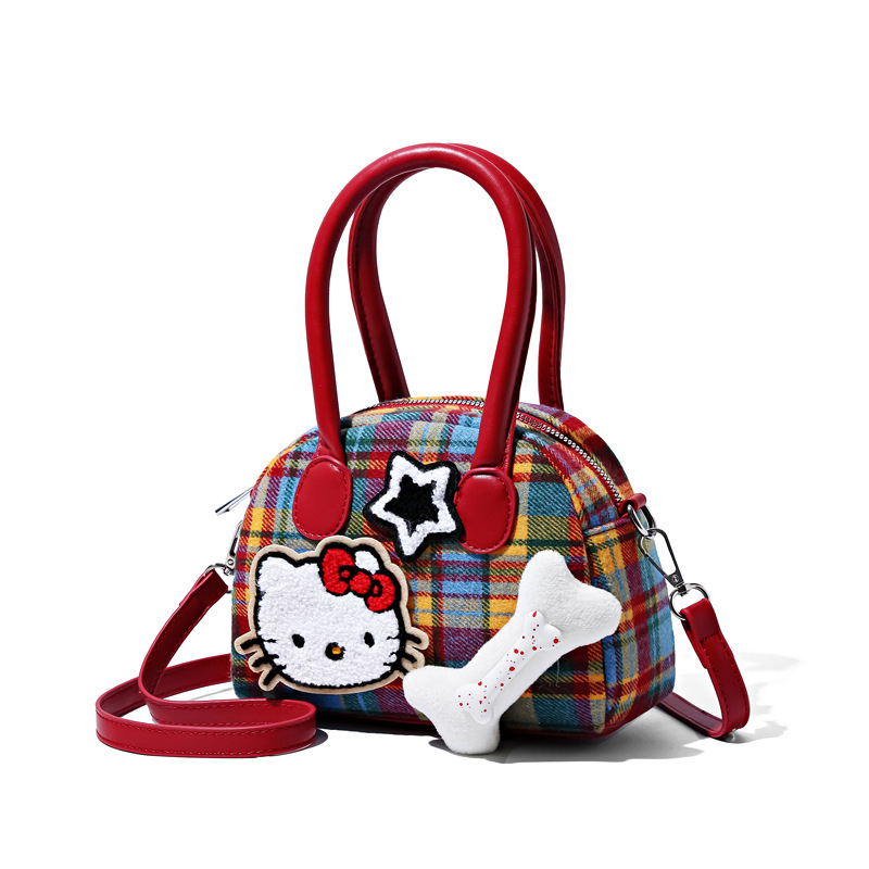 Válltáska városi minimalista stílussal, gyapjú anyag, párna alakú forma, cipzár, poliészter bélés