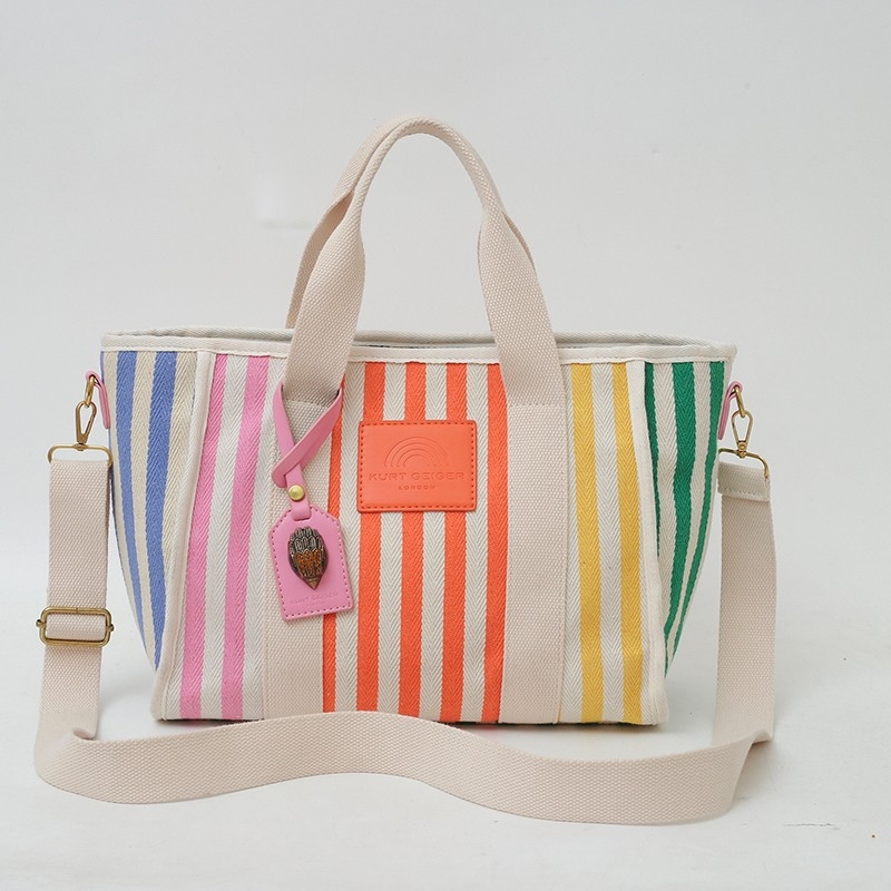 Geantă de umăr cu dungi, capacitate mare, material textil, închidere cu fermoar, căptușeală din poliester, formă orizontală pătrată, curea simplă, buzunare interne pentru telefon și ID