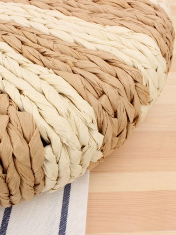 Geantă de mână din sfoară de hârtie, formă rotundă, închidere cu șnur, căptușeală din poliester, bretele duble