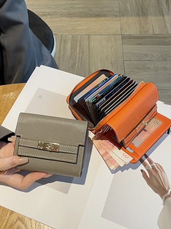 Ženski novčanik od prave kože, bi-fold — Muqu, koža prvog sloja, podstava poliester