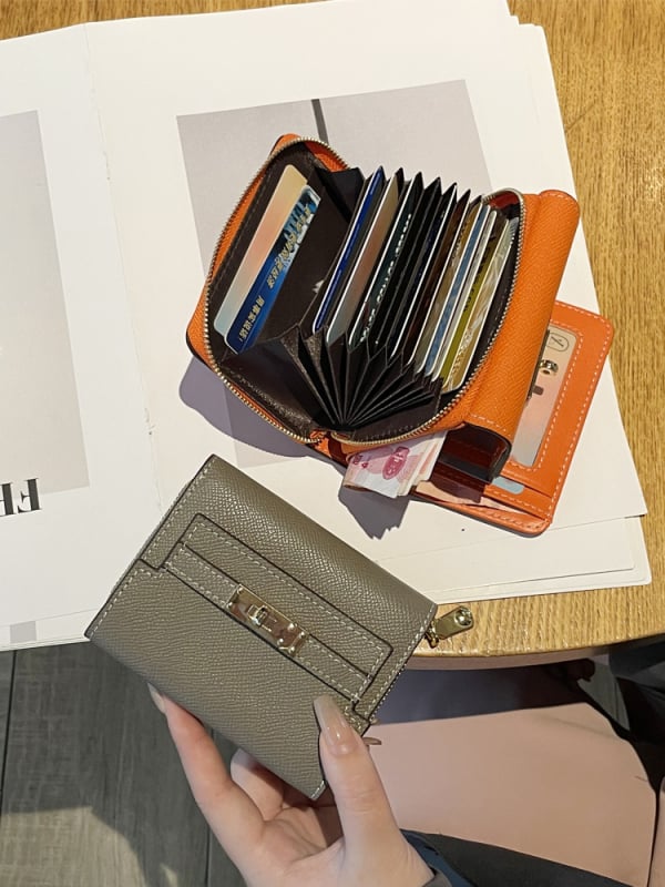 Ženski novčanik od prave kože, bi-fold — Muqu, koža prvog sloja, podstava poliester