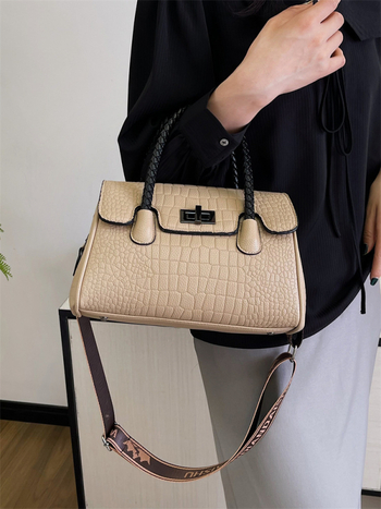 Ženska Saddle Bag torba preko ramena - PU koža, zatvarač, unutarnji džepovi, poliester podstava, vodoravni kvadratni oblik