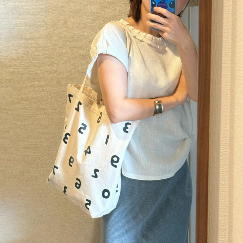 Ženska torbica od pamukovog platna s izvezenim slovima, sklopiva crossbody torba s najlonskom naramenicom