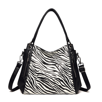 Tote torba s leopard-zebra uzorkom, PU materijal, zatvarač, Zima 2021, svakodnevna uporaba