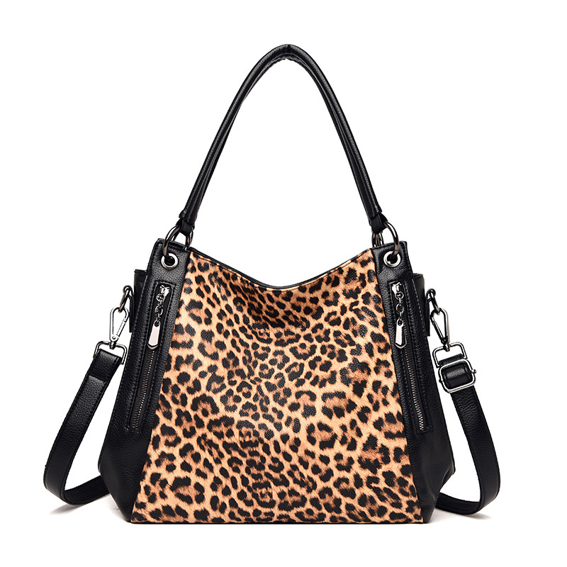 Tote torba s leopard-zebra uzorkom, PU materijal, zatvarač, Zima 2021, svakodnevna uporaba