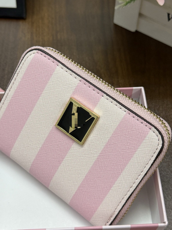 Πορτοφόλι PU γυναικών, ριγέ σχέδιο, αστικός μινιμαλισμός, επένδυση πολυεστέρα, ultra-light και ανθεκτικό, θήκη για κάρτες