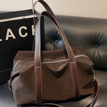 Satchel torba od nubuk semiša za žene, urbani minimalistički stil, zatvaranje na zip, unutarnji džep sa zipom, podstava od poliestera.