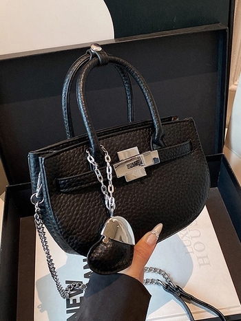 Birkin inspirirana torba s lančanim kaišem, PU materijal, vodoravni kvadratni oblik, zatvarač, podstava od poliestera
