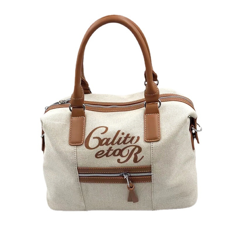 Canvas tote torba sa street-trend stilom, bucket oblik, zatvarač, unutarnji džep za ID