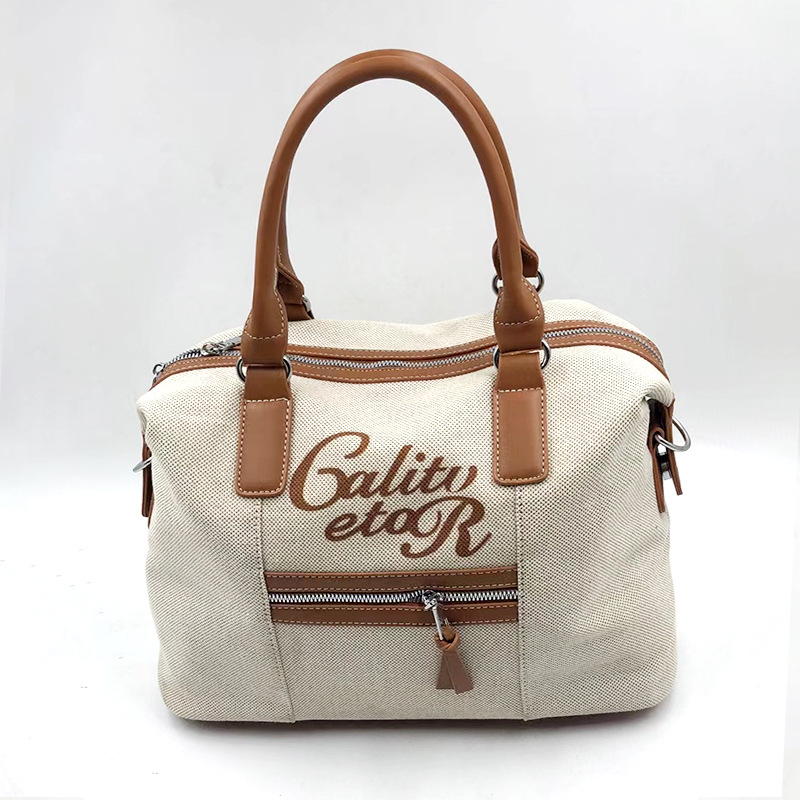 Canvas tote torba sa street-trend stilom, bucket oblik, zatvarač, unutarnji džep za ID