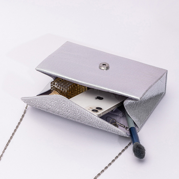 Дамска вечерна клач чанта от PU, хоризонтална квадратна форма, триизмерна външна чанта, затваряне с капак, полиестерна облицовка