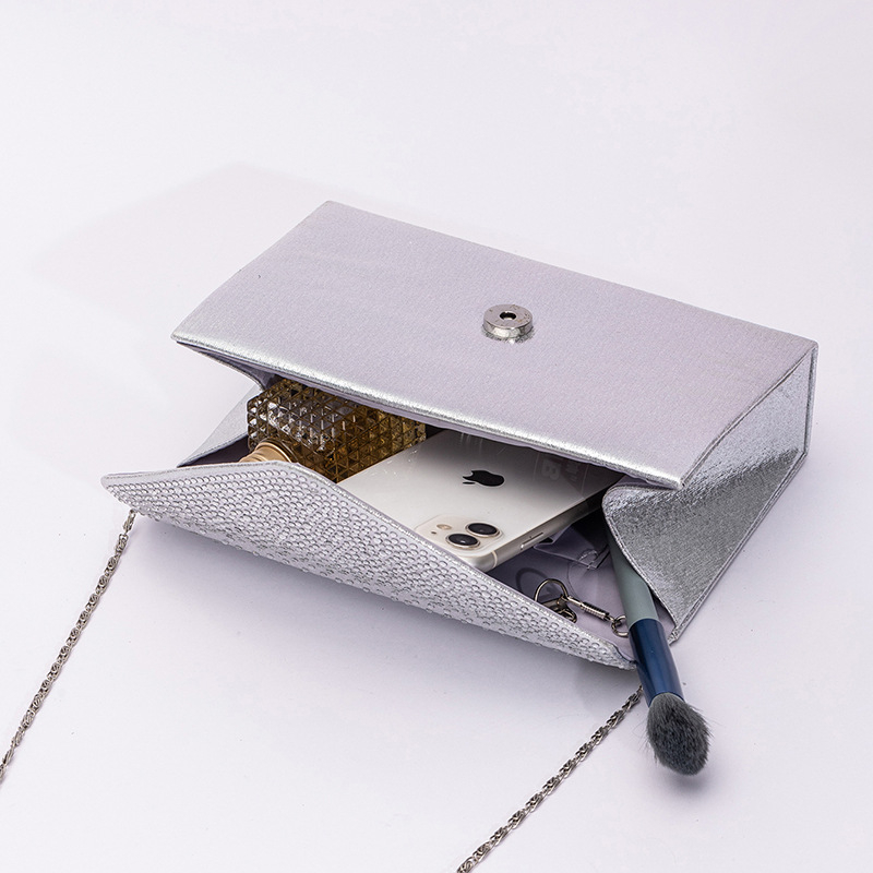 Дамска вечерна клач чанта от PU, хоризонтална квадратна форма, триизмерна външна чанта, затваряне с капак, полиестерна облицовка