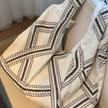 Ženska torbica preko ramena, opuštenog, visokokvalitetnog stila, nišn retro dizajn, torba od lana i kanvasa