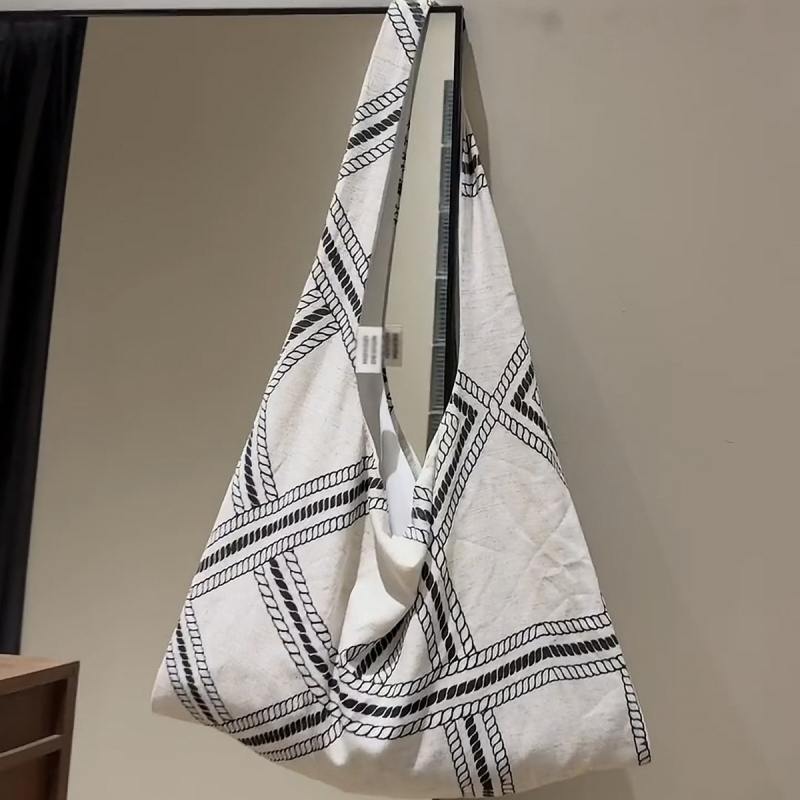 Ženska torbica preko ramena, opuštenog, visokokvalitetnog stila, nišn retro dizajn, torba od lana i kanvasa