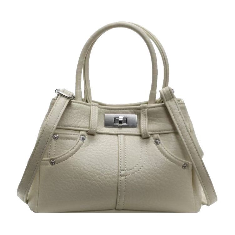 PU crossbody torba s zaključavanjem, horizontalni kvadratin oblik, gradski stil jednostavnosti, unutarnji džep sa zipom