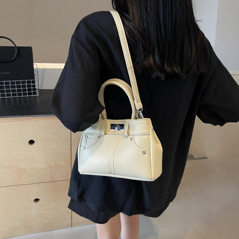 PU crossbody torba s zaključavanjem, horizontalni kvadratin oblik, gradski stil jednostavnosti, unutarnji džep sa zipom