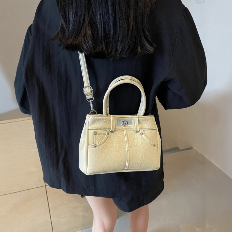 PU crossbody torba s zaključavanjem, horizontalni kvadratin oblik, gradski stil jednostavnosti, unutarnji džep sa zipom