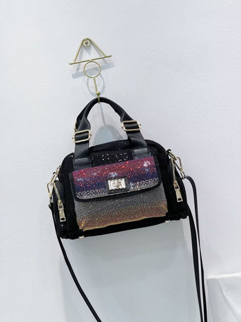 Ženska torba od najlona s dijamantnim ukrasom, tote stil, dvostruka naramenica i crossbody, trodimenzionalni vanjski dizajn, zatvarač, unutarnji džepovi