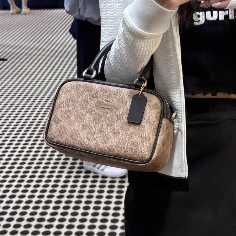 PVC Satchel Boston torba, box bag stil, vodoravni kvadratni oblik, najlonska podstava, zatvarač, za svakodnevnu upotrebu