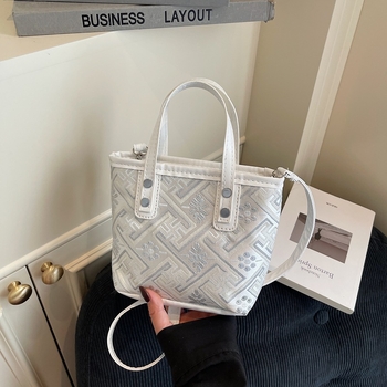 Τσάντα κουβά PU με εθνικό μοτίβ Wanji, φερμουάρ, θήκη για κινητό