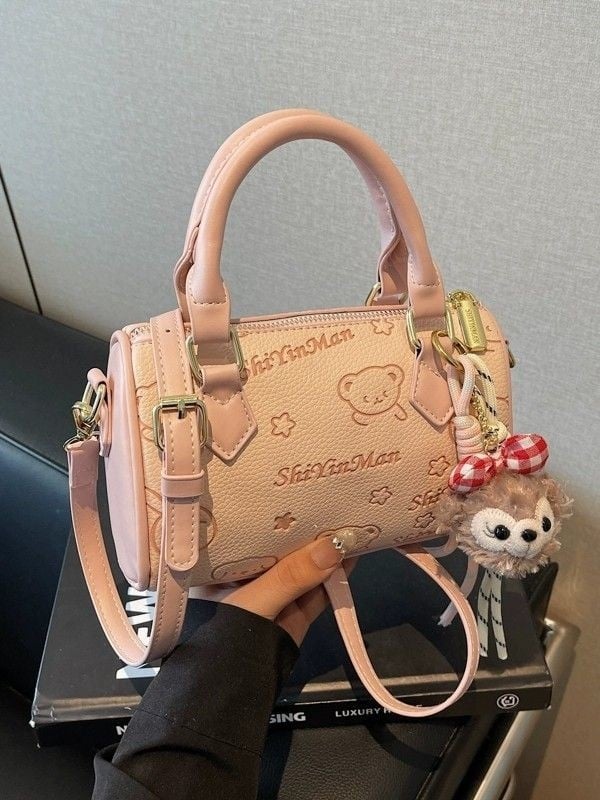 Ženska mala teksturirana crossbody torbica s printom, XL veličina, od tkanine