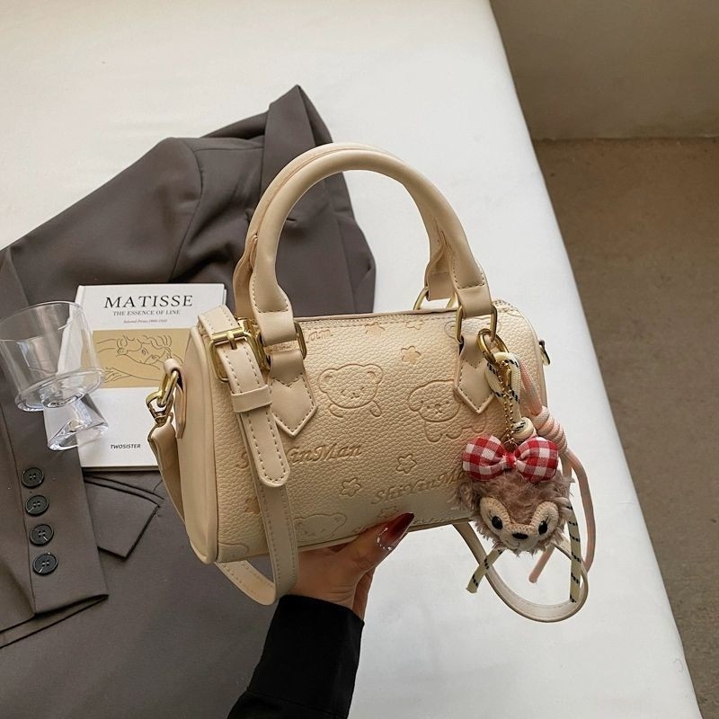 Ženska mala teksturirana crossbody torbica s printom, XL veličina, od tkanine