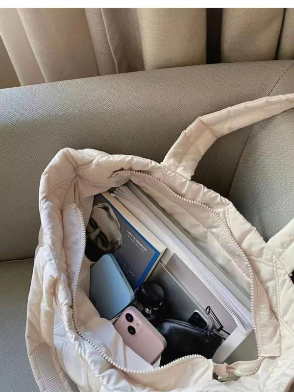Nylon tote torba, vertikalni kvadratni oblik, magnetska kopča, džep na zip, za svakodnevnu upotrebu