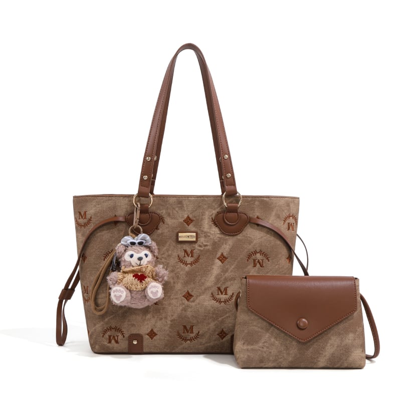 Retro izvezeni Tote torba, PU materijal, zatvaranje na zip, unutarnja zip pretinica, dvostruke naramenice, zimsko izdanje 2025
