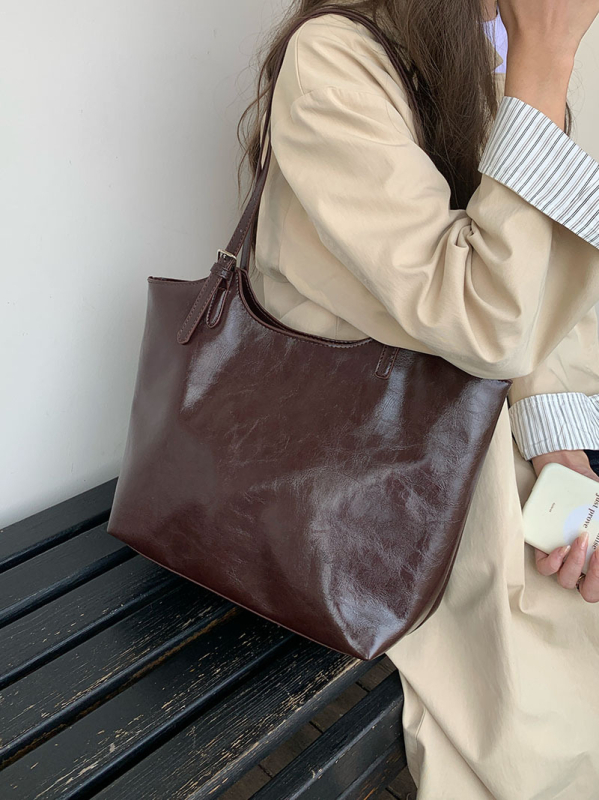 Ženska Tote torba – PU materijal, gradski stil, vodoravni kvadratni oblik, magnetska kopča, skriveni džep sa zipom