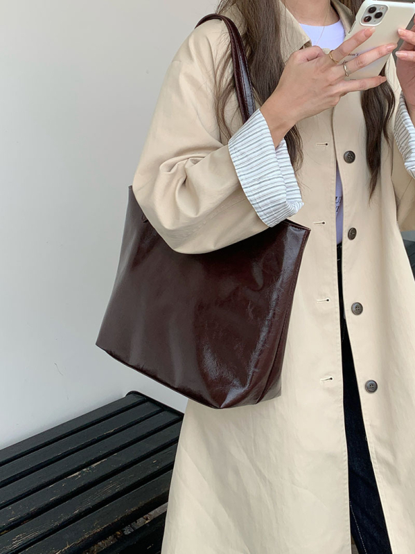 Ženska Tote torba – PU materijal, gradski stil, vodoravni kvadratni oblik, magnetska kopča, skriveni džep sa zipom